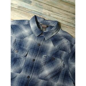 Outdoor Research Men's Growler Short-Sleeve Blue/White Plaid  Button-Up Size L